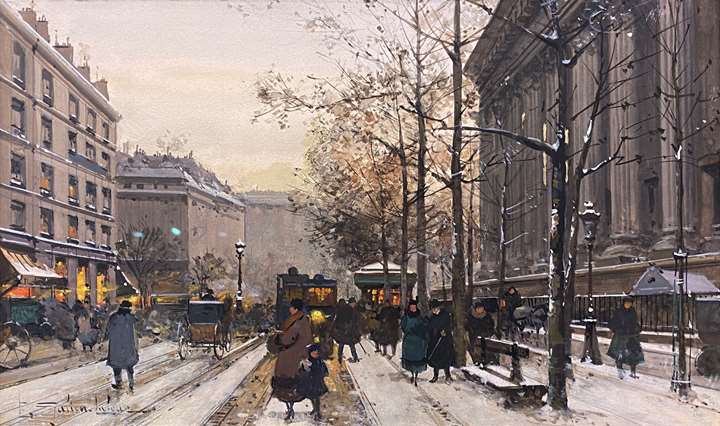 Paris, La Madeleine, Le Cab sous la Neige